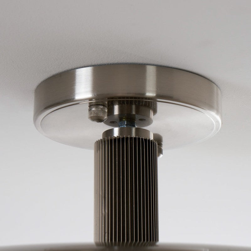 Lampa Sufitowa Półprzytwierdzana - Metalowy Dyszek z Białym Szkłem