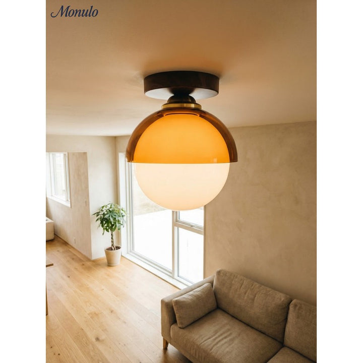 Lampa sufitowa plafon kopułowy z kloszem kulistym