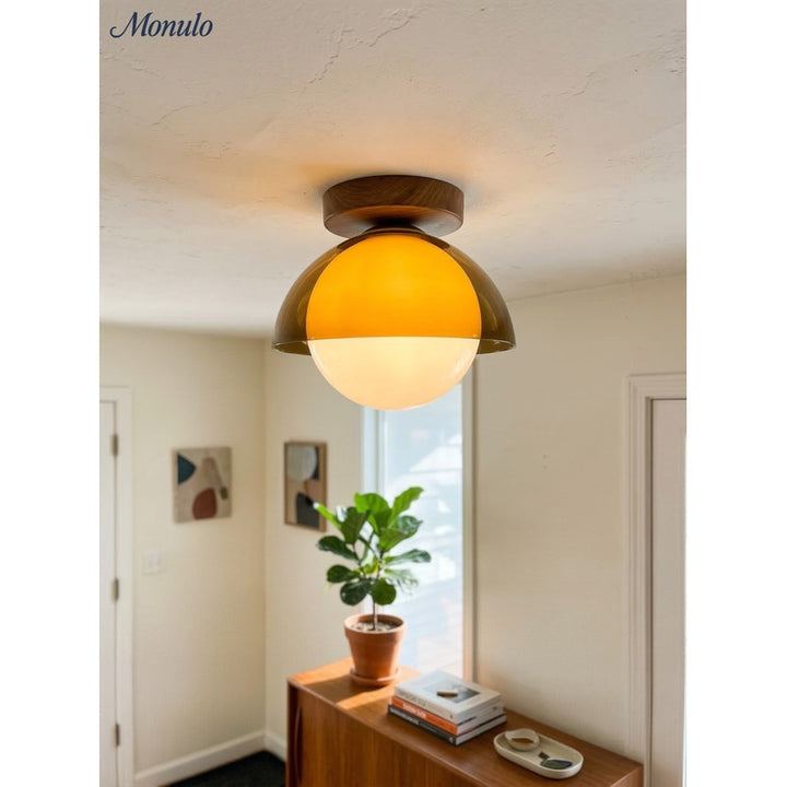 Lampa sufitowa plafon kopułowy z kloszem kulistym
