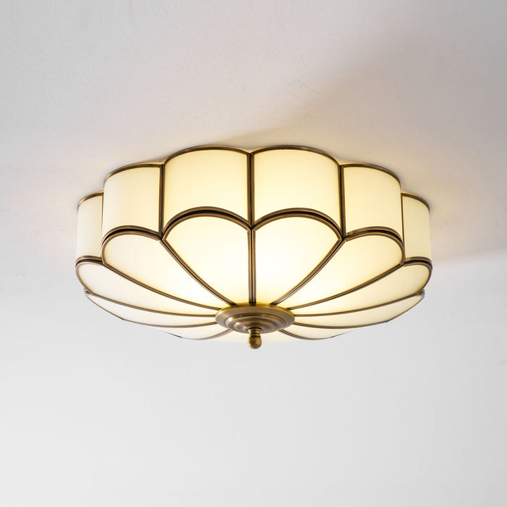 Lampa sufitowa ze szklanymi płatkami - mosiężna rama, kształt kwiatu, 3 rozmiary, gwint E27