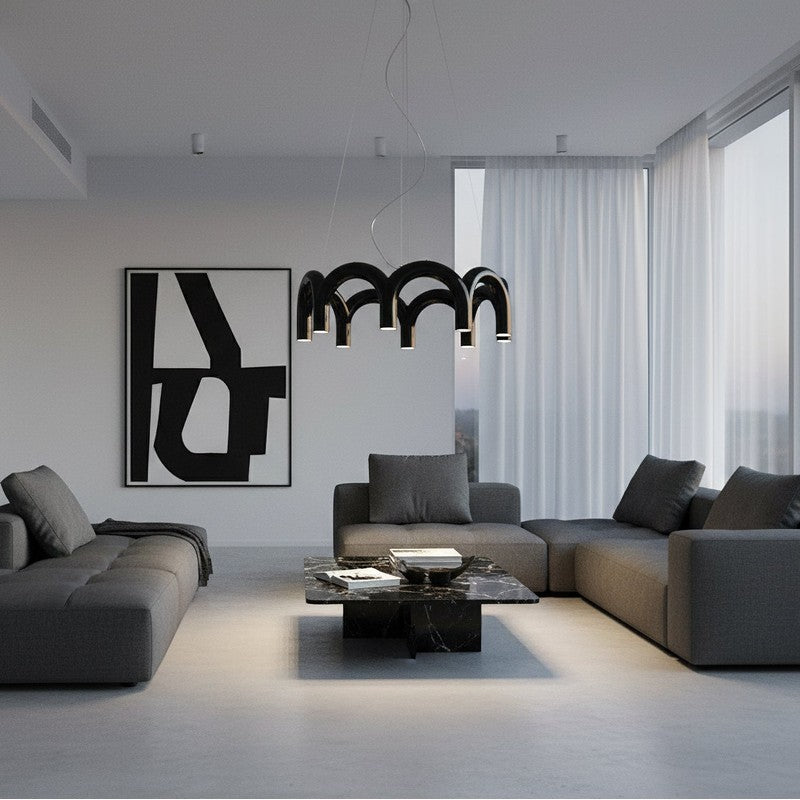 Lampa wisząca modułowa - łukowe rurki w kształcie litery U