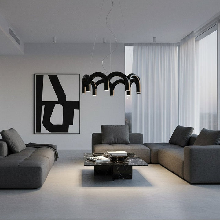Lampa wisząca modułowa - łukowe rurki w kształcie litery U