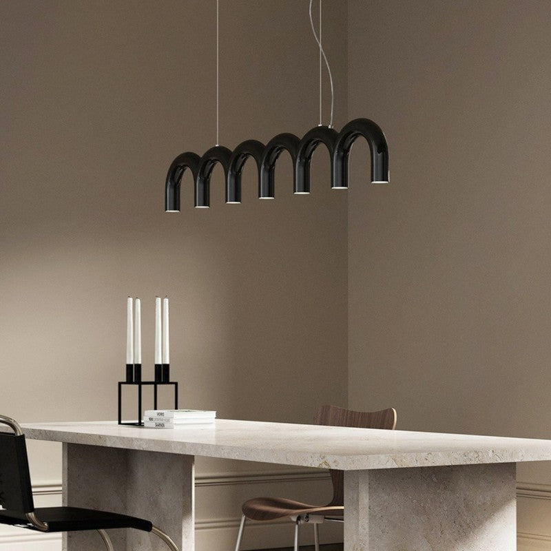 Lampa wisząca modułowa - łukowe rurki w kształcie litery U