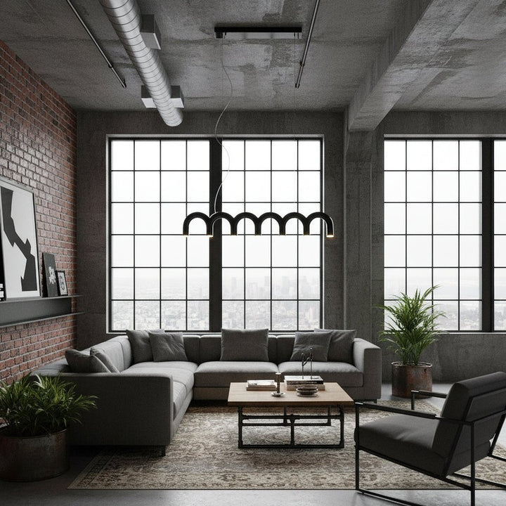 Lampa wisząca modułowa - łukowe rurki w kształcie litery U
