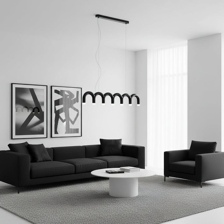 Lampa wisząca modułowa - łukowe rurki w kształcie litery U