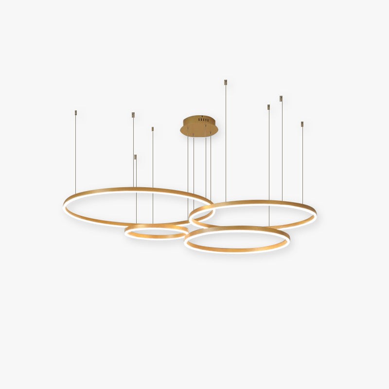 Lampa Wisząca z Podwójnym Pierścieniem LED - Metalowa Rama