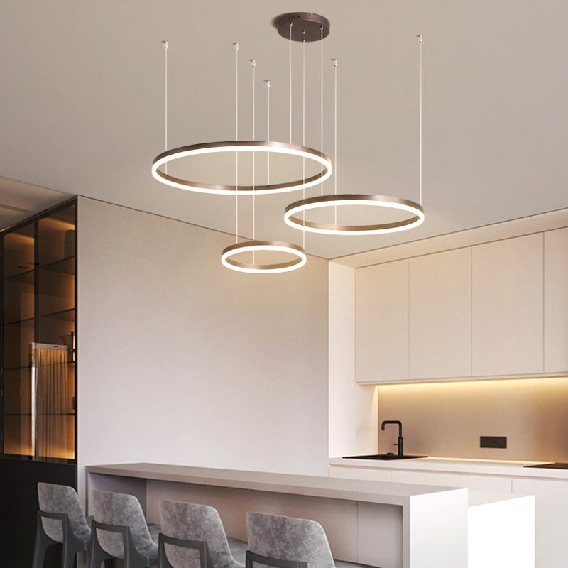 Lampa Wisząca z Podwójnym Pierścieniem LED - Metalowa Rama