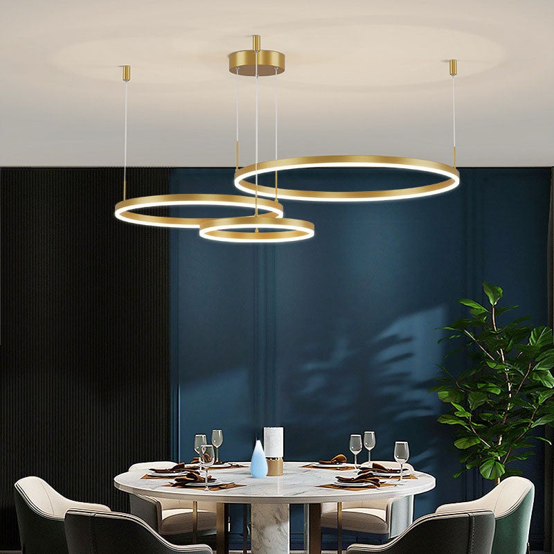 Lampa Wisząca z Podwójnym Pierścieniem LED - Metalowa Rama