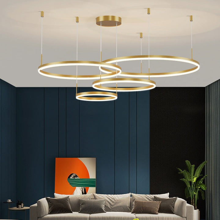 Lampa Wisząca z Podwójnym Pierścieniem LED - Metalowa Rama