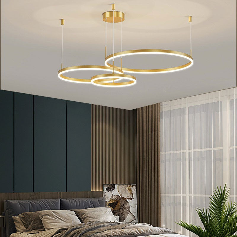 Lampa Wisząca z Podwójnym Pierścieniem LED - Metalowa Rama