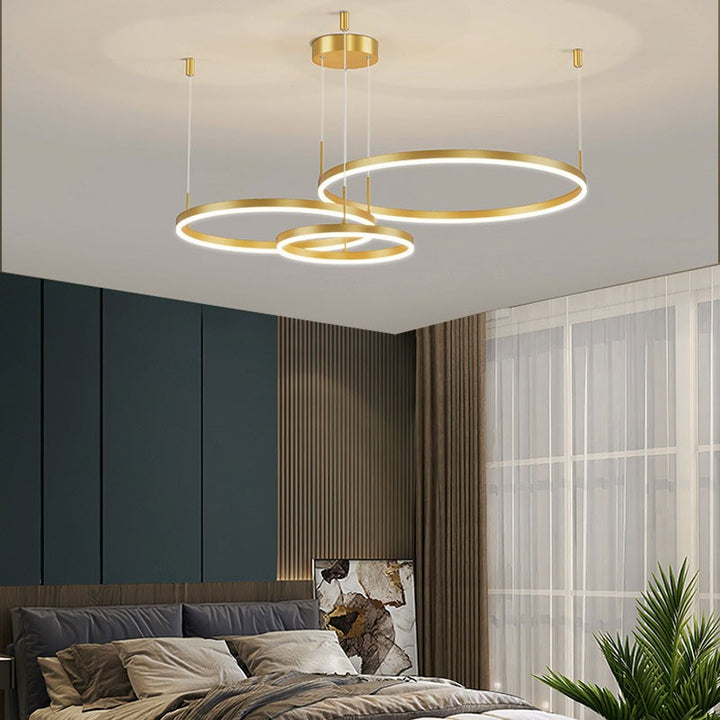 Lampa Wisząca z Podwójnym Pierścieniem LED - Metalowa Rama