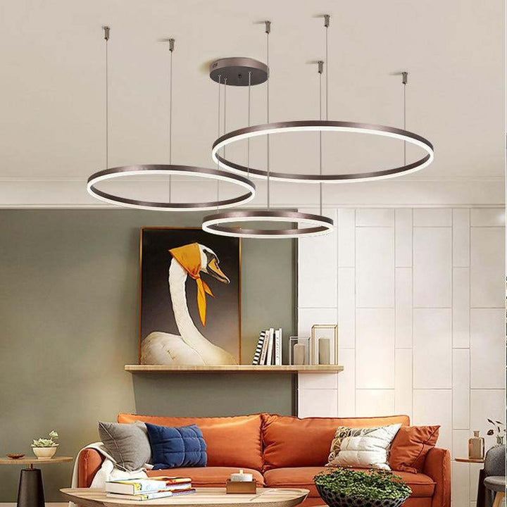 Lampa Wisząca z Podwójnym Pierścieniem LED - Metalowa Rama