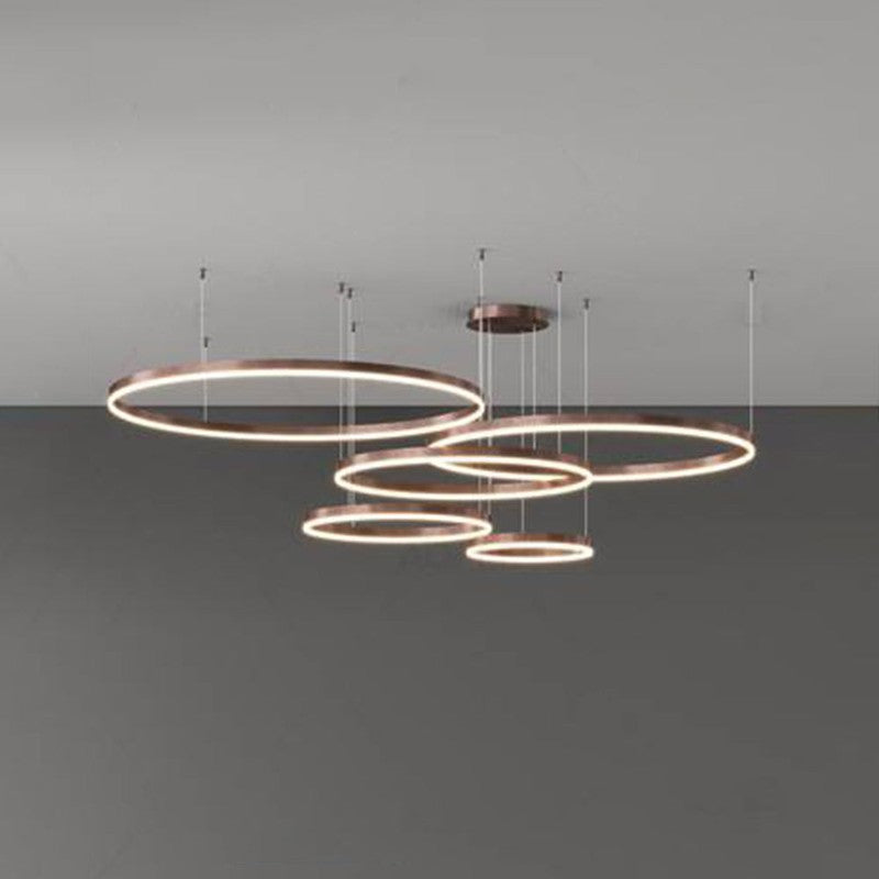 Lampa Wisząca z Podwójnym Pierścieniem LED - Metalowa Rama