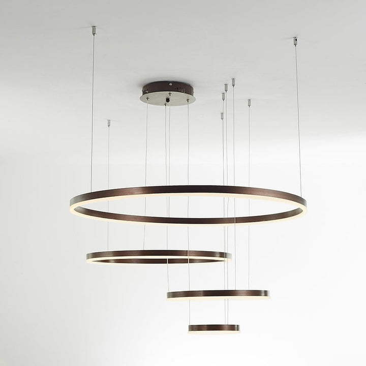 Lampa Wisząca z Podwójnym Pierścieniem LED - Metalowa Rama