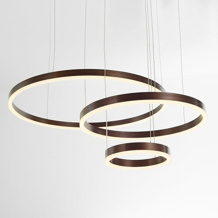 Lampa Wisząca z Podwójnym Pierścieniem LED - Metalowa Rama