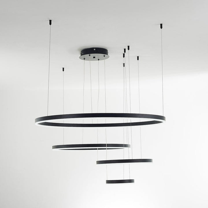 Lampa Wisząca z Podwójnym Pierścieniem LED - Metalowa Rama
