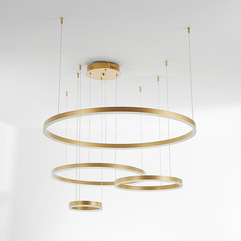Lampa Wisząca z Podwójnym Pierścieniem LED - Metalowa Rama