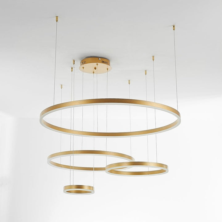 Lampa Wisząca z Podwójnym Pierścieniem LED - Metalowa Rama