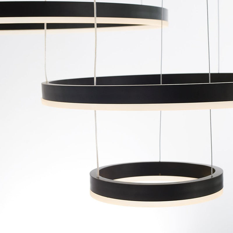 Lampa Wisząca z Podwójnym Pierścieniem LED - Metalowa Rama