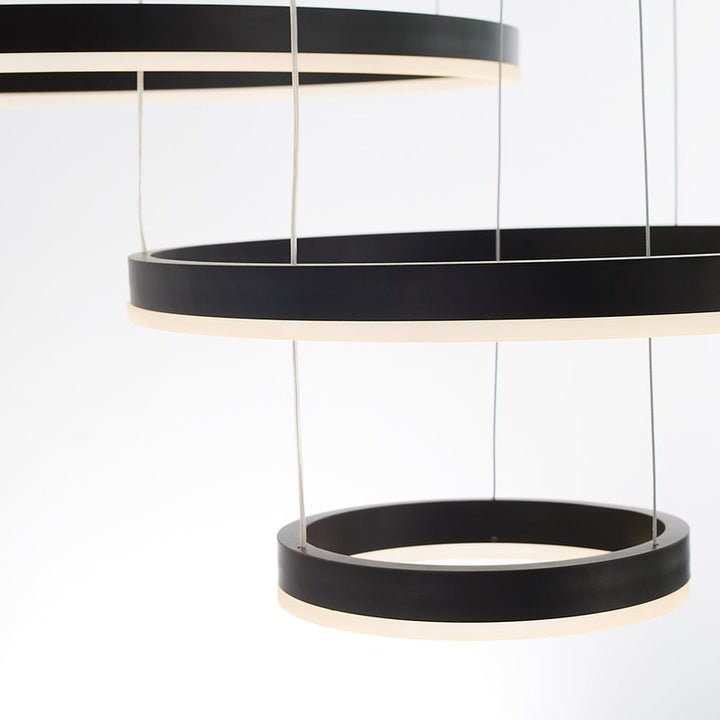 Lampa Wisząca z Podwójnym Pierścieniem LED - Metalowa Rama