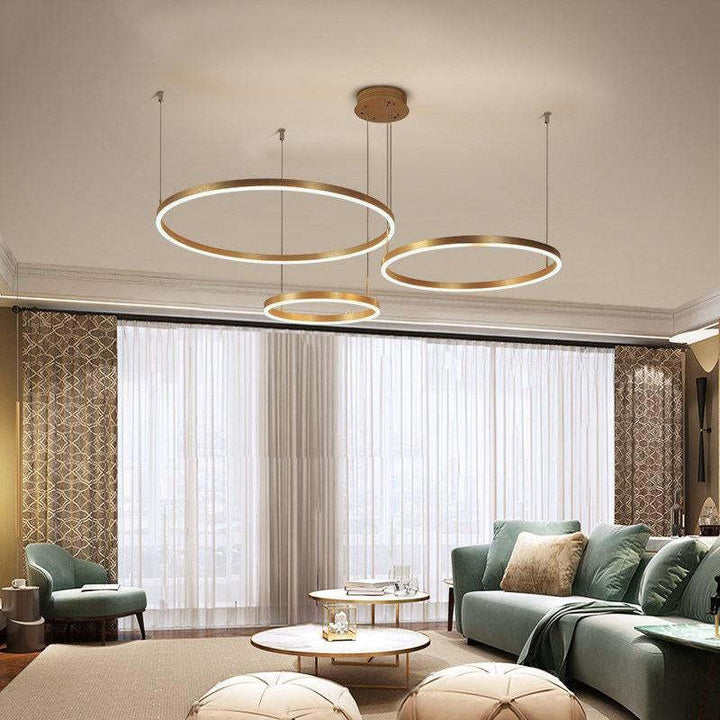 Lampa Wisząca z Podwójnym Pierścieniem LED - Metalowa Rama