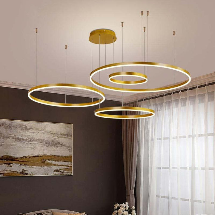 Lampa Wisząca z Podwójnym Pierścieniem LED - Metalowa Rama