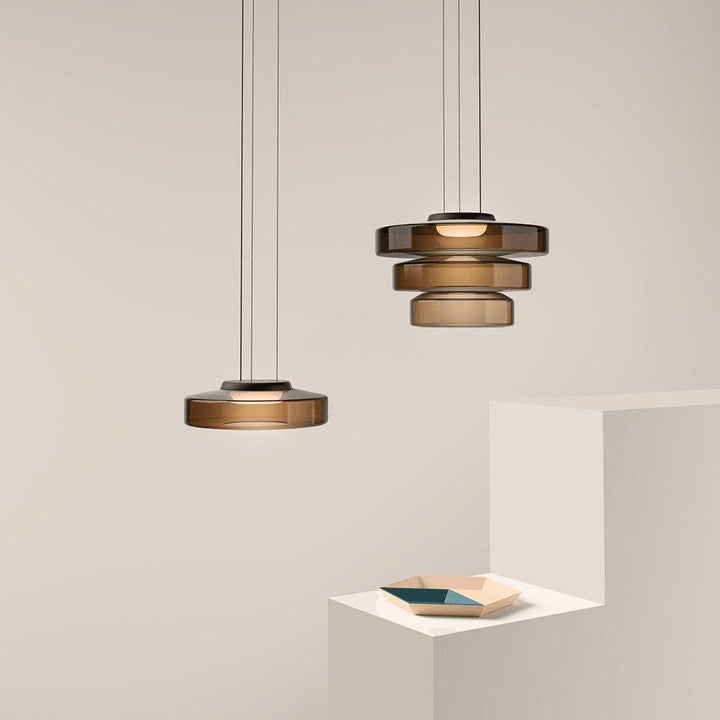 Lampa Wisząca Szklana - Minimalistyczna, Wielowarstwowa, Regulowana Wysokość