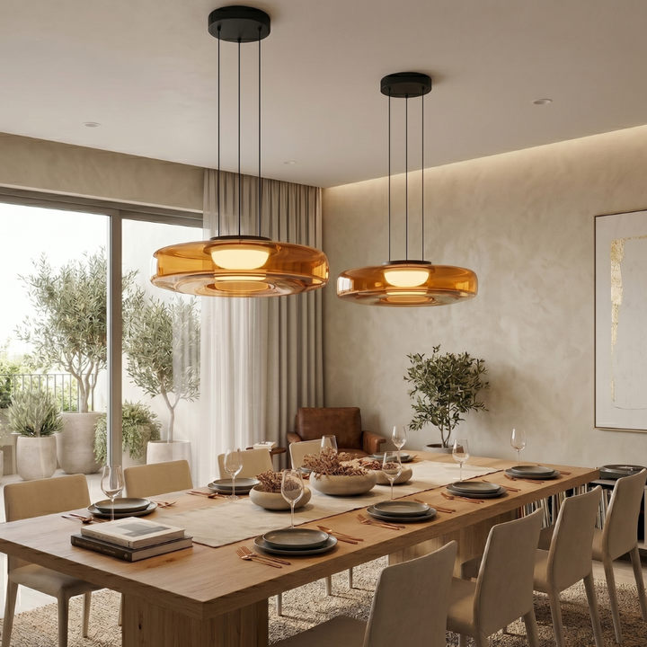 Lampa Wisząca Szklana - Minimalistyczna, Wielowarstwowa, Regulowana Wysokość