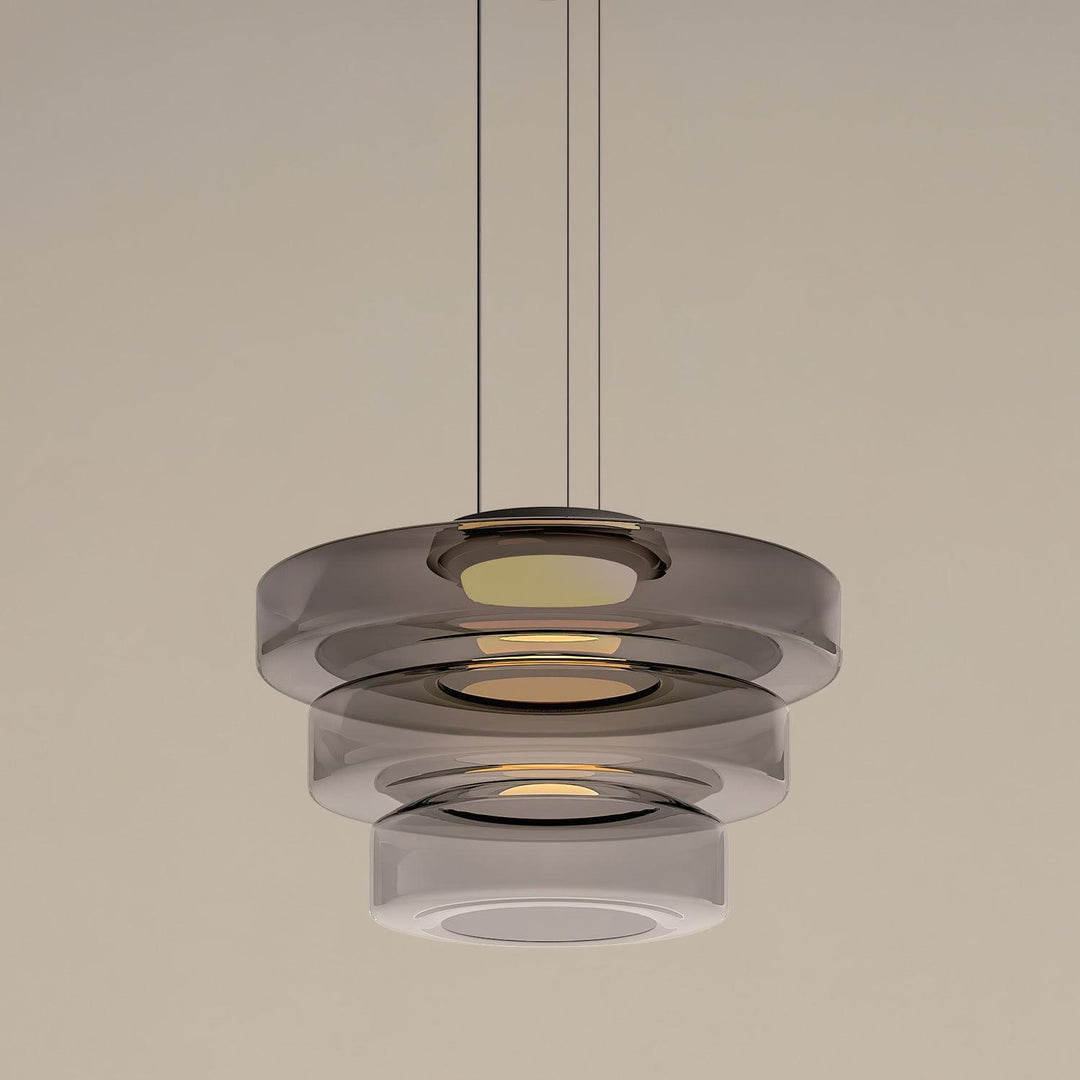 Lampa Wisząca Szklana - Minimalistyczna, Wielowarstwowa, Regulowana Wysokość