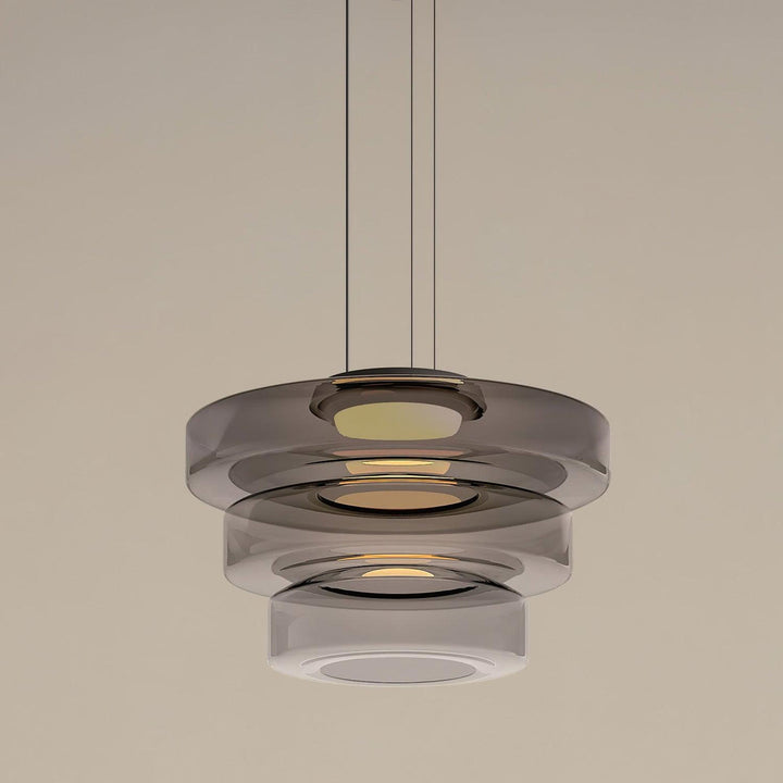 Lampa Wisząca Szklana - Minimalistyczna, Wielowarstwowa, Regulowana Wysokość