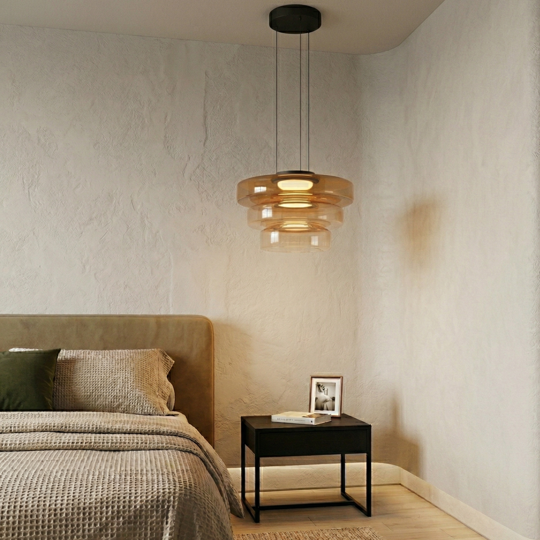 Lampa Wisząca Szklana - Minimalistyczna, Wielowarstwowa, Regulowana Wysokość