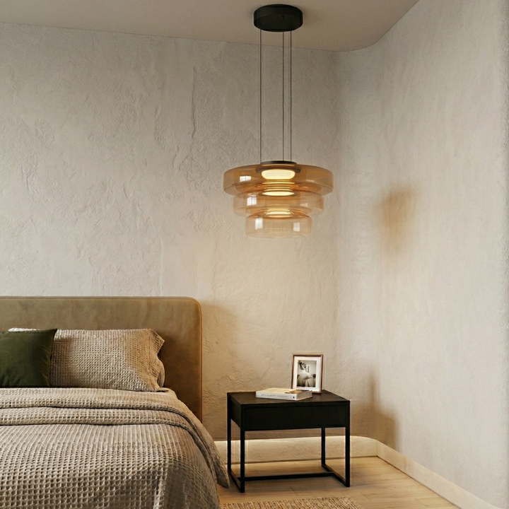 Lampa Wisząca Szklana - Minimalistyczna, Wielowarstwowa, Regulowana Wysokość