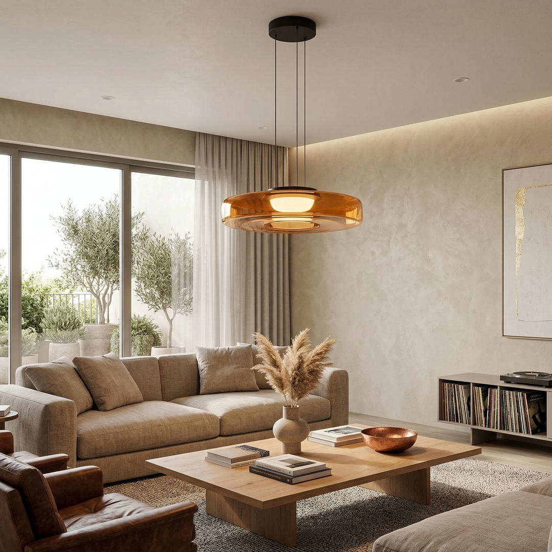 Lampa Wisząca Szklana - Minimalistyczna, Wielowarstwowa, Regulowana Wysokość