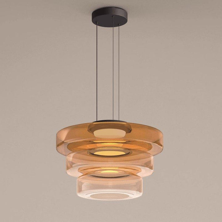 Lampa Wisząca Szklana - Minimalistyczna, Wielowarstwowa, Regulowana Wysokość