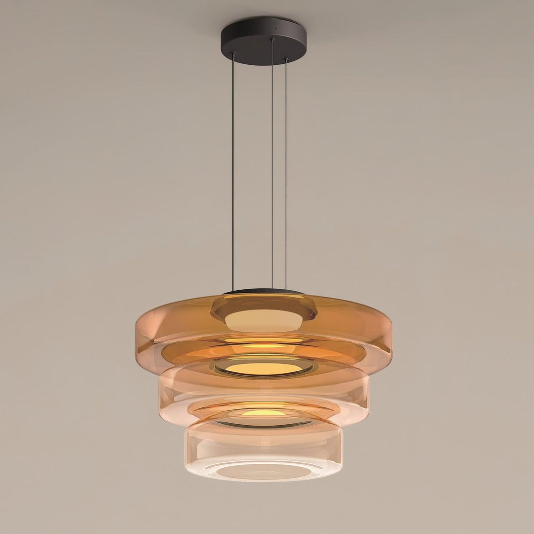 Lampa Wisząca Szklana - Minimalistyczna, Wielowarstwowa, Regulowana Wysokość