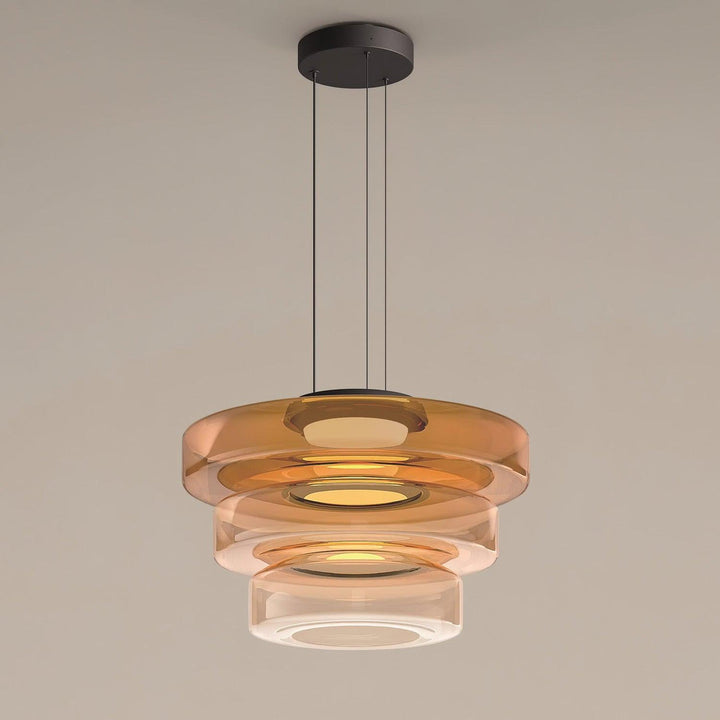 Lampa Wisząca Szklana - Minimalistyczna, Wielowarstwowa, Regulowana Wysokość