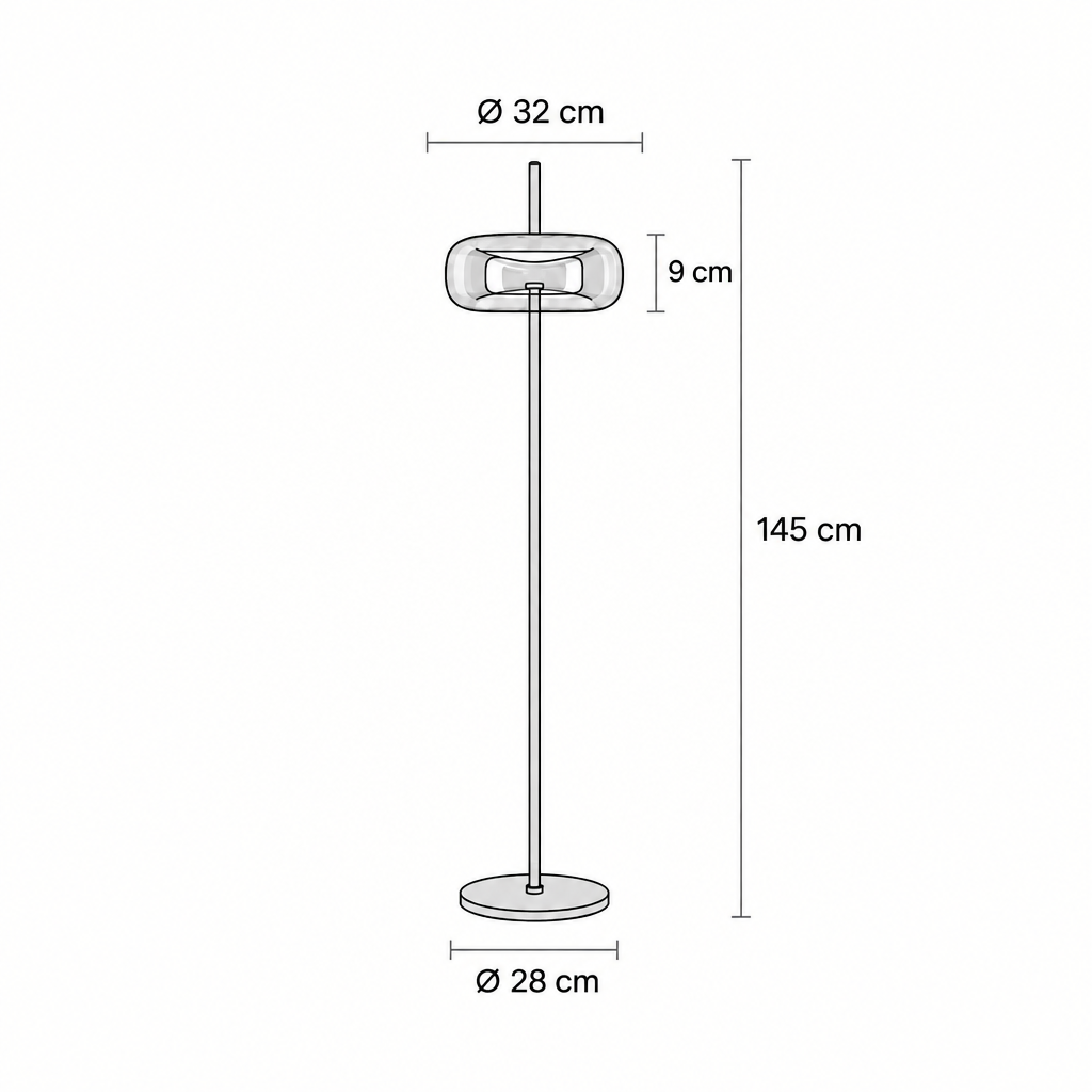 Podłogowa Lampa LED z Możliwością Ściemniania, wymiary 145 cm
