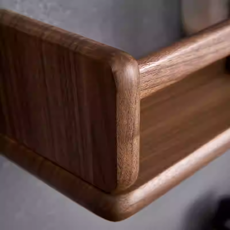 Półka Ścienna z Litego Drewna z Barierką - Minimalistyczna Listwa, Długość 41 lub 51 cm