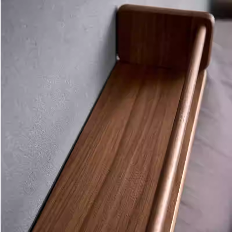 Półka Ścienna z Litego Drewna z Barierką - Minimalistyczna Listwa, Długość 41 lub 51 cm