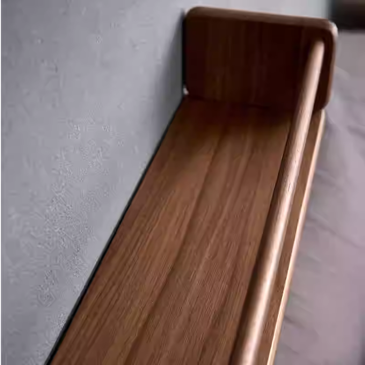 Półka Ścienna z Litego Drewna z Barierką - Minimalistyczna Listwa, Długość 41 lub 51 cm