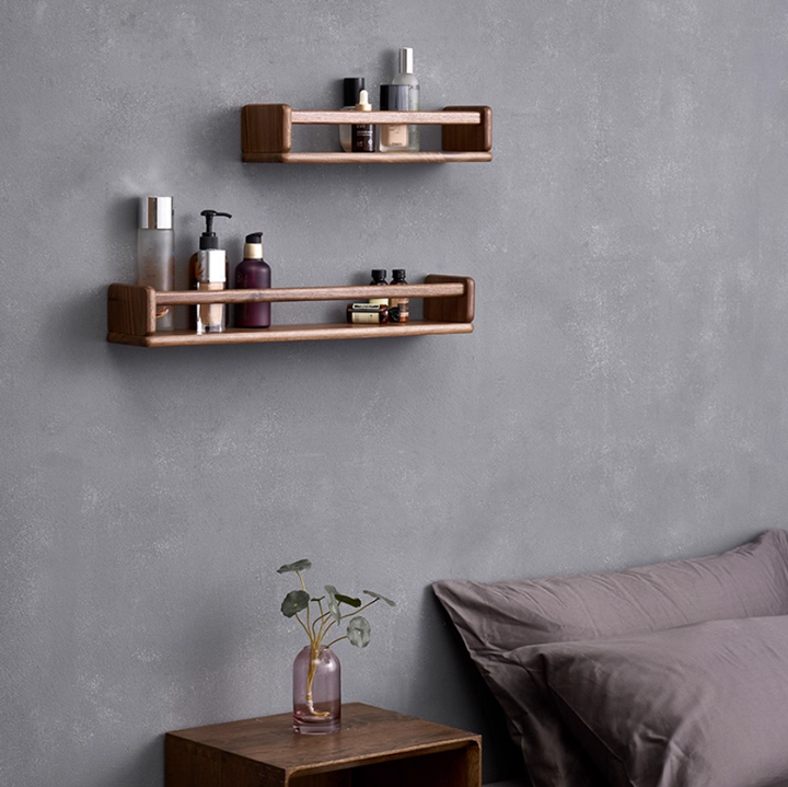 Półka Ścienna z Litego Drewna z Barierką - Minimalistyczna Listwa, Długość 41 lub 51 cm