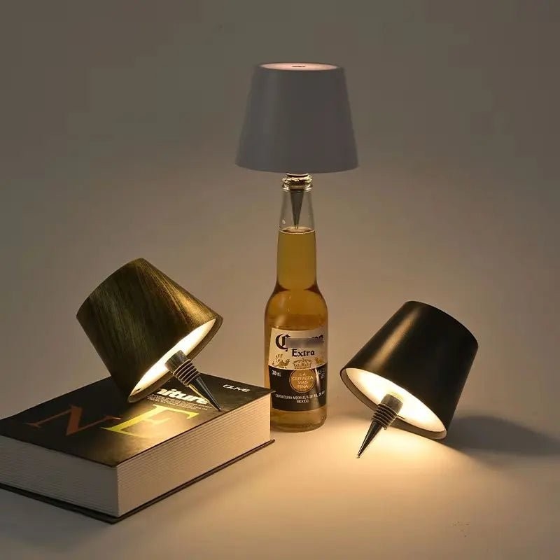 Stolowa lampa LED z funkcją przyciemniania - z korkiem do butelki
