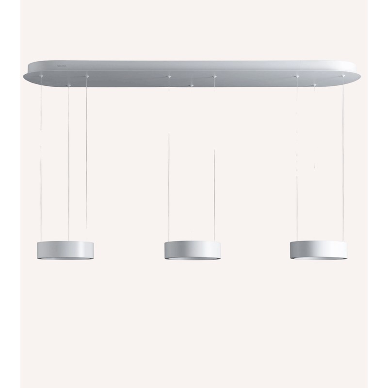 Trzy wiszące lampy sufitowe LED z pierścieniami - czarny-chrom i biały