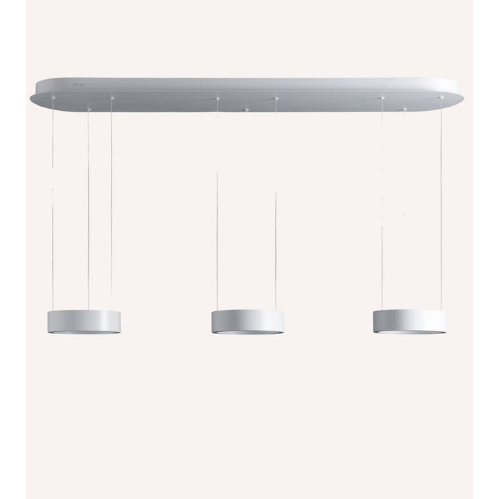 Trzy wiszące lampy sufitowe LED z pierścieniami - czarny-chrom i biały