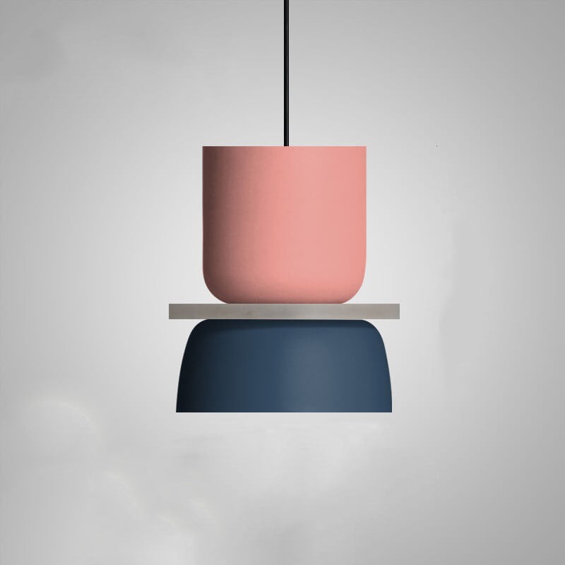 Wisząca lampa sufitowa - Skandynawski z dwukolorowym abażurem