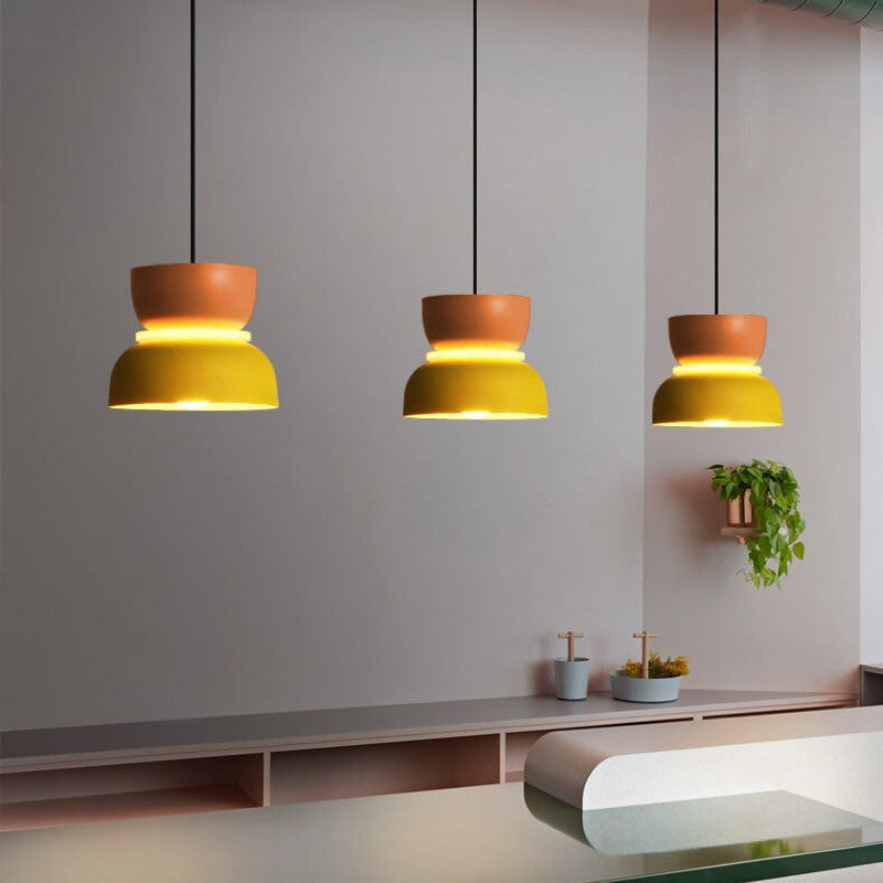 Wisząca lampa sufitowa - Skandynawski z dwukolorowym abażurem