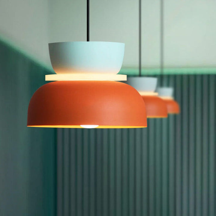 Wisząca lampa sufitowa - Skandynawski z dwukolorowym abażurem