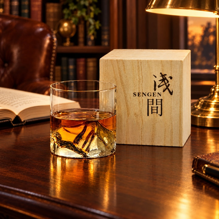 Zestaw prezentowy - kieliszek do whisky z reliefem górskim